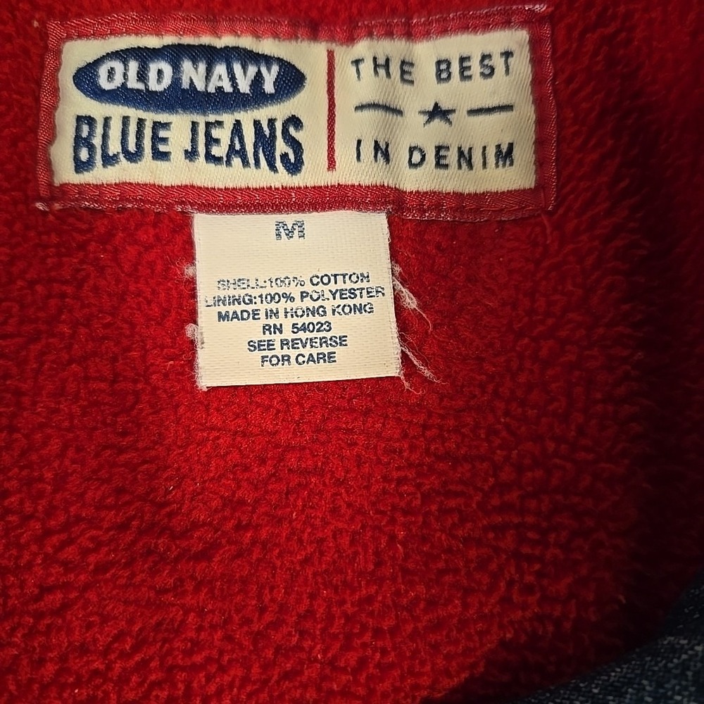 Vintage Old Navy Denim Trucker Jacket Size Medium Fleece Lined Faded Wash Y2K - Picture 6 of 16